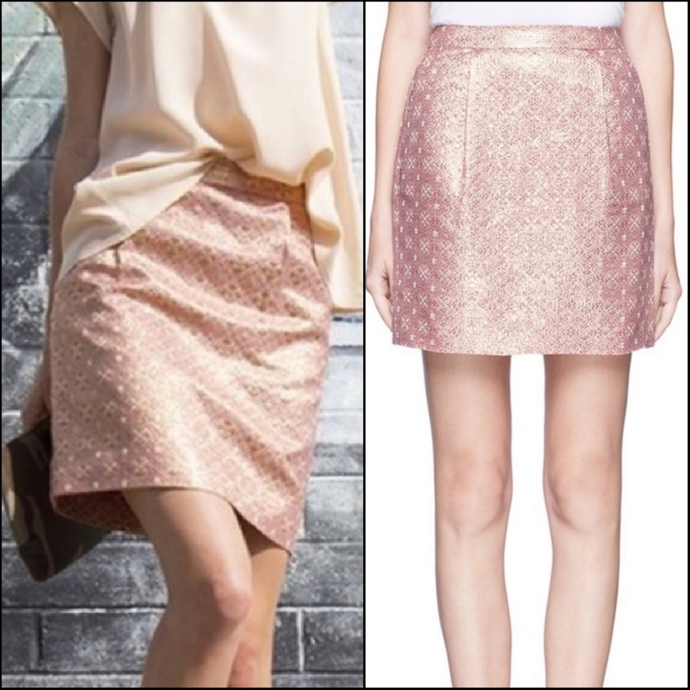 J. CREW Silk Mini + Pockets! Barbie Pink Metallic Sparkle Birthday Party Skirt